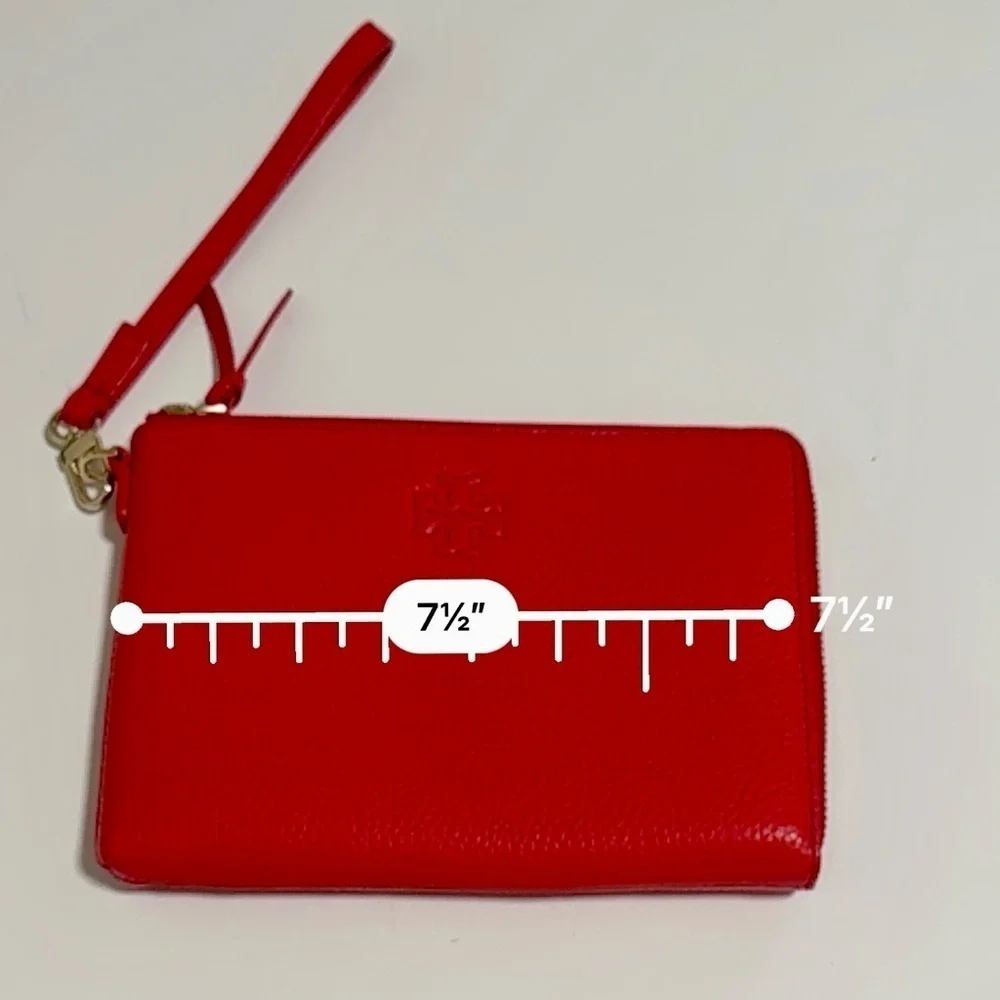 Tory Burch Women's deep red  Large Pebbled zip around clutch/wallet